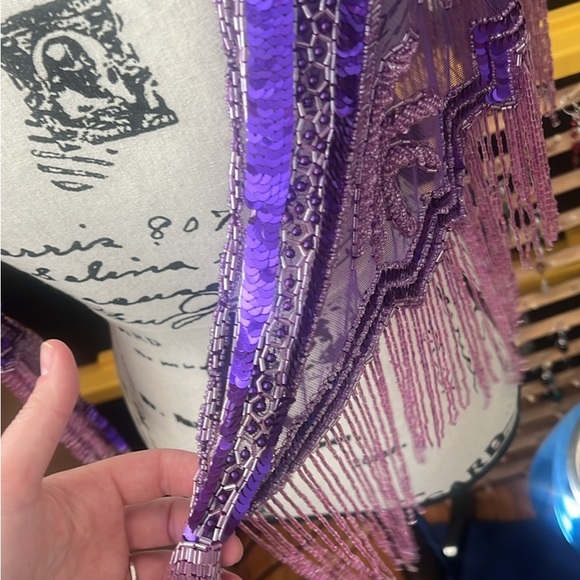 Festival vintage fringe sequin and beaded shawl - Picture 3 of 5